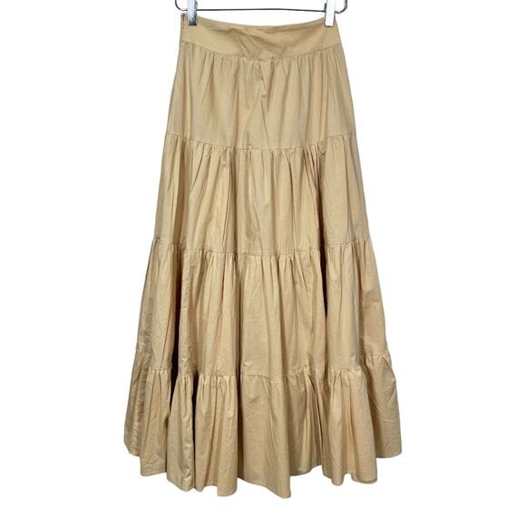 Mango MNG Off Shoulder Crop Top Flared Poplin Skirt Set XS/S New Tan Beige Maxi - Picture 7 of 14